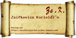 Zsifkovics Koriolán névjegykártya